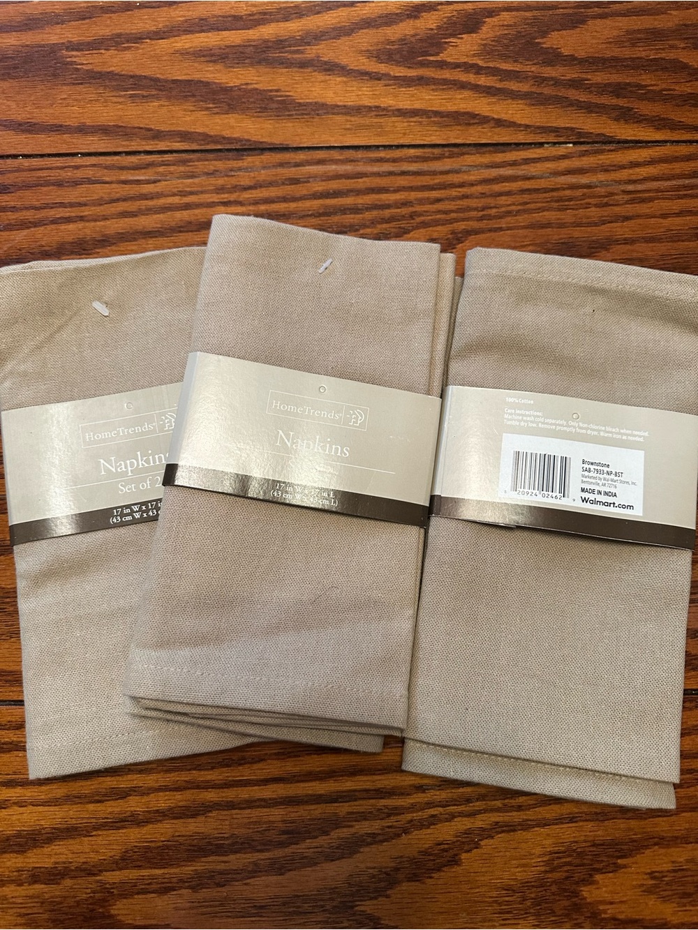 Tan Cotton Napkin Set of 6 - Neutral Dining Napkins